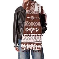 New Ethnic Double Knit Scarf Women's Warm Fashion Christmas Padded Shawl