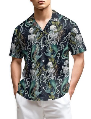 Skeleton Mermaid Gothic Hawaiian Shirt