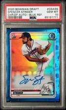 Spencer Strider 2020 Bowman Chrome 1st Auto True Blue Refractor /150 PSA 10