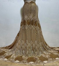 Gold Sequin Fabric Nude 4 Way stretch mesh Gold Sequin Width: 54" Sold By Yard