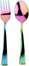 Ahimsa Stainless Steel Kids Utensils - Fork 1  1 Spoon, Rainbow