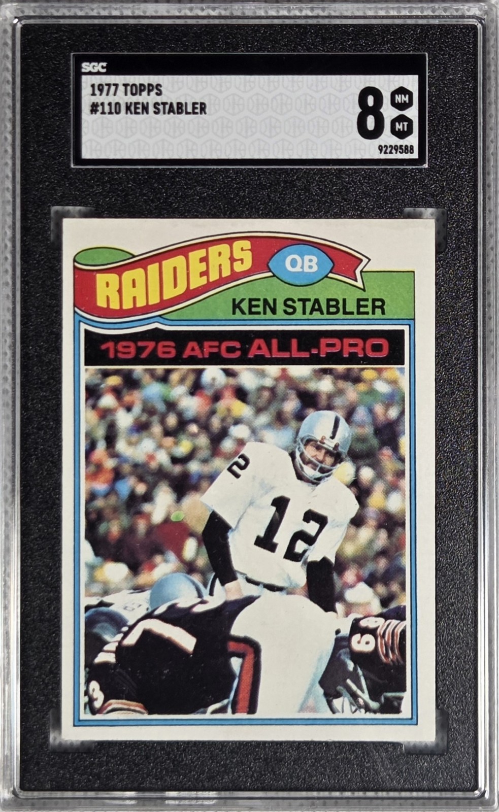 Ken Stabler #110 Football Cards 1977 Topps trading card — raw and PSA graded price guide