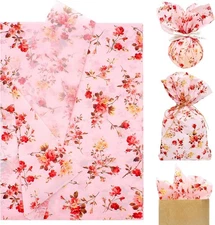 Floral Print Tissue Paper - 20 Sheets, 20x29 inch Decoupage Paper for Spring ...