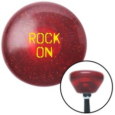Yellow Rock On Red Retro Metal Flake Shift Knob W M16x1.5 Insert Shifter Auto