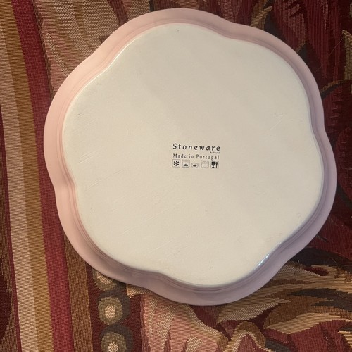 Stoneware by Grestel-Portugal-Scalloped Baking Pie Dish Rustic Farmhouse Pink - Picture 2 of 3
