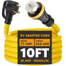 10ft 30 Amp to 50 Amp RV Locking Adapter Cord Compatible with Nema TT-30P Mal...