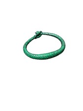 Traditional Braided Green Leather Bracelet  Handmade Ethnic Jewelry