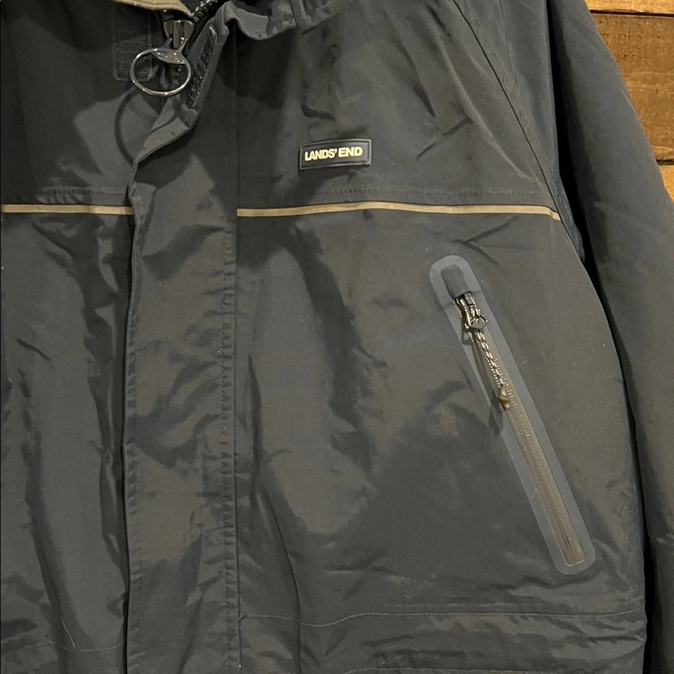 Lands' End Men's Waterproof Squall Parka Jacket Coat in Navy Blue - Image 3 of 4