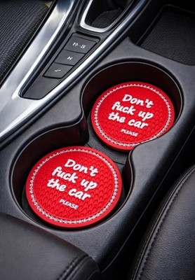 2pcs Don't Fu$k up the car Please Crystal Rhinestone Car Cup Coasters  2.75'' 