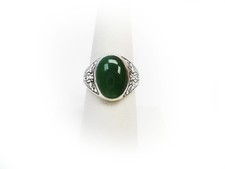 Handcrafted Silver Green Chalcedony Celtic Details Ring Size 8