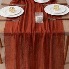 1Pcs Cheesecloth Fall Thanksgiving Table Runner Terracotta 10FT Boho Gauze Ch...