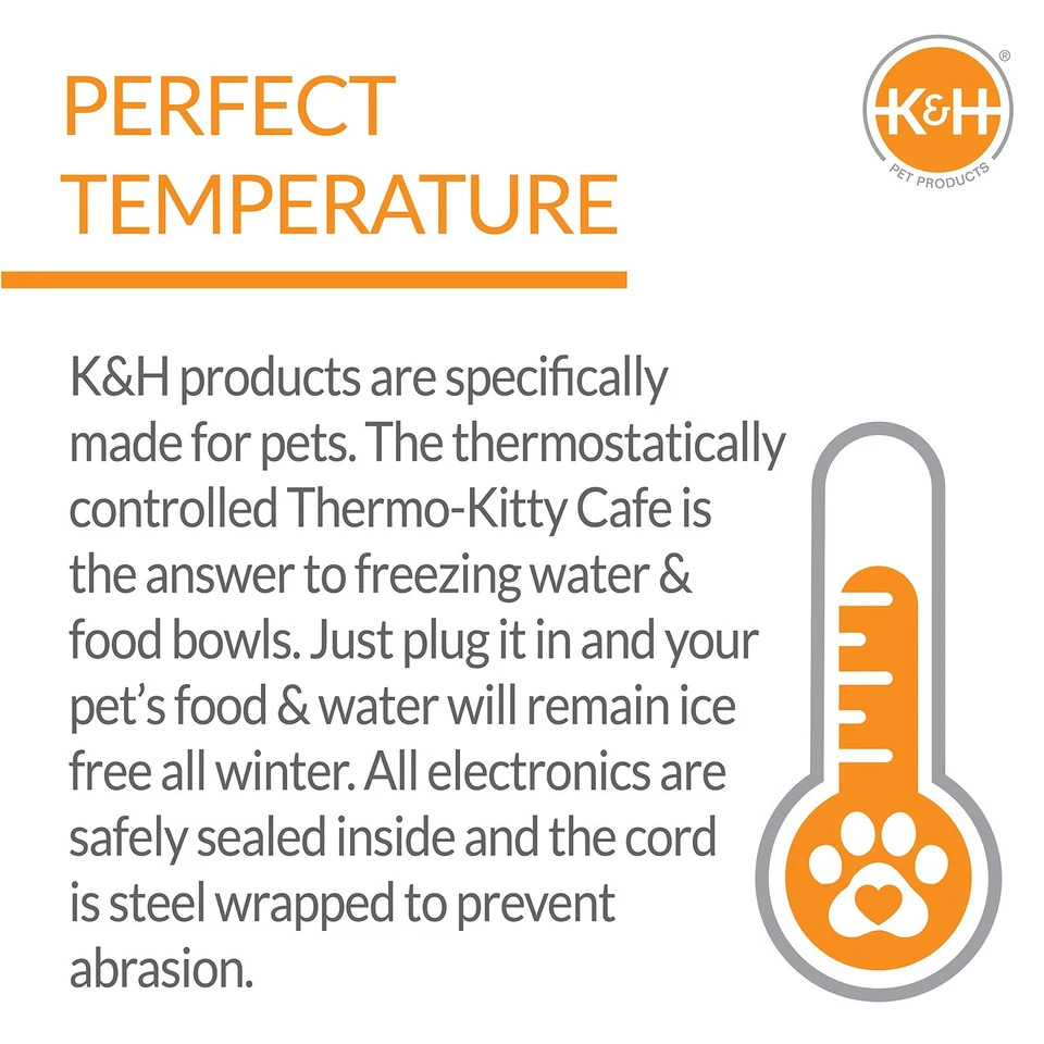 Tigelas aquecidas ao ar livre para gatos Thermo-Kitty Café 12 oz/24 oz estação de alimentação de aço inoxidável - Imagem 4 de 4