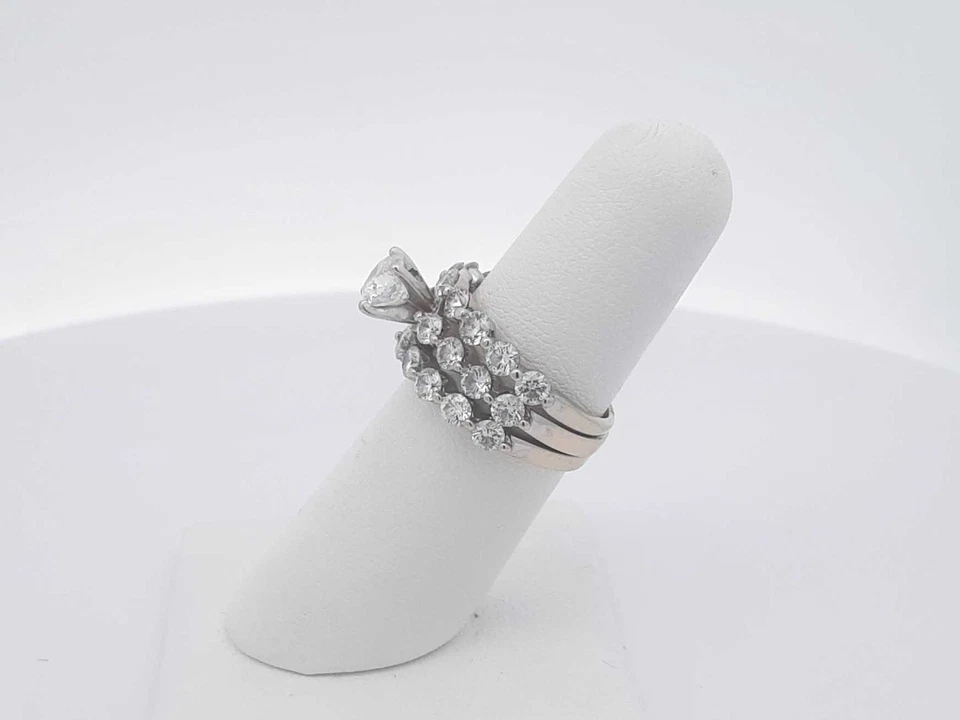 Anel de ouro branco 14k com diamante 3,10 14k 7,1 gramas tamanho 6 Sd0425orzxsa - Imagem 3 de 4