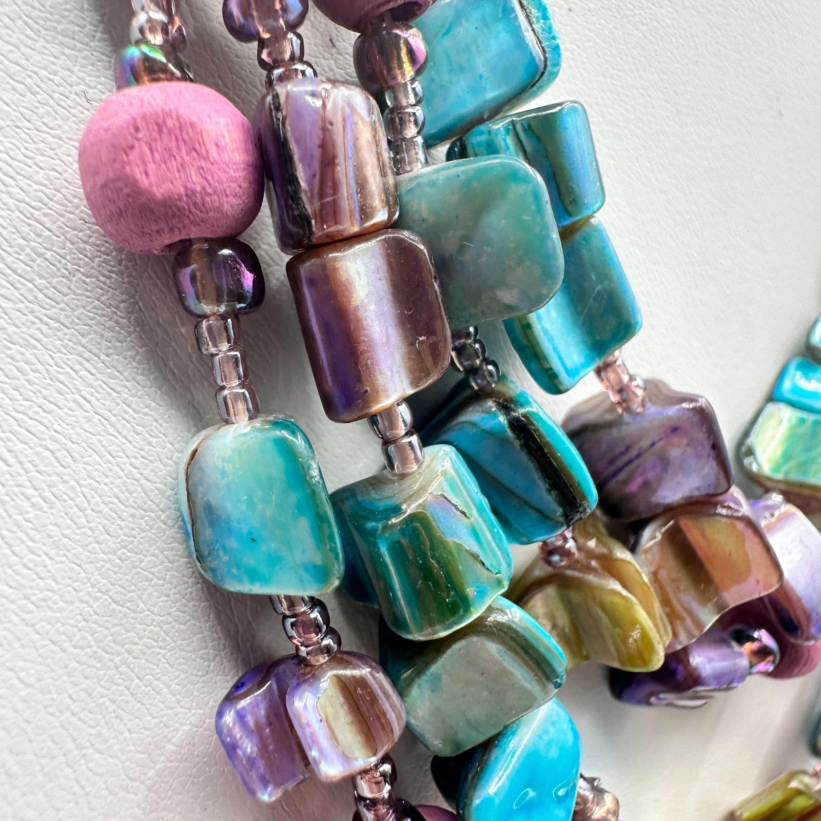 Vintage 90s Multi-Strand Shell Statement Necklace… - image 5