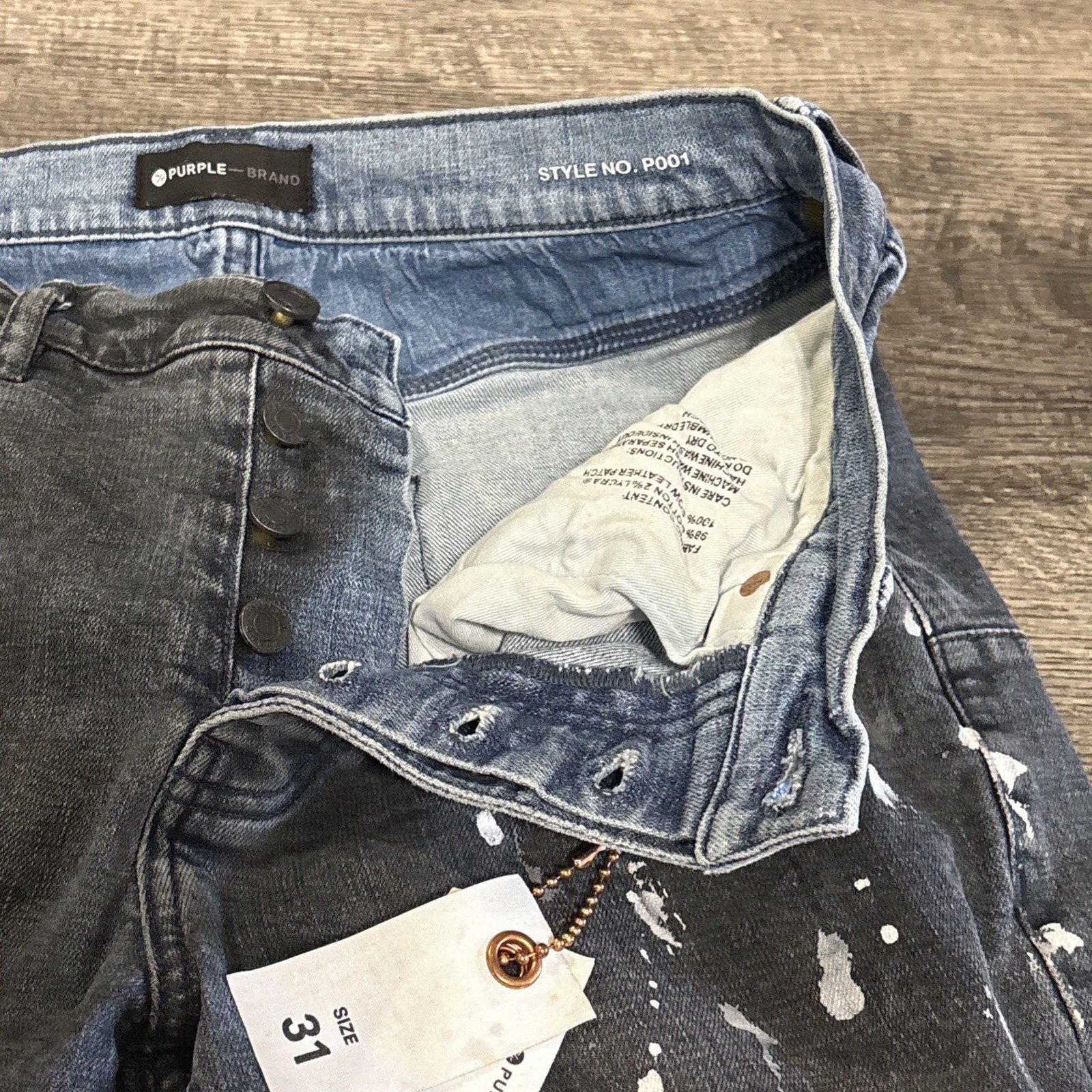 Purple Brand Men’s P001 Paint Splatter Slim Leg Low Rise 31 Fits 30 X 30.5 NEW - View 8