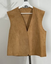 Vintage Handmade Tan Leather Vest Reversible Unisex Southwestern Boho Size S/M