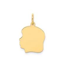 14k Yellow Gold Boy Silhouette Pendant Charm Profile Design Family Keepsake