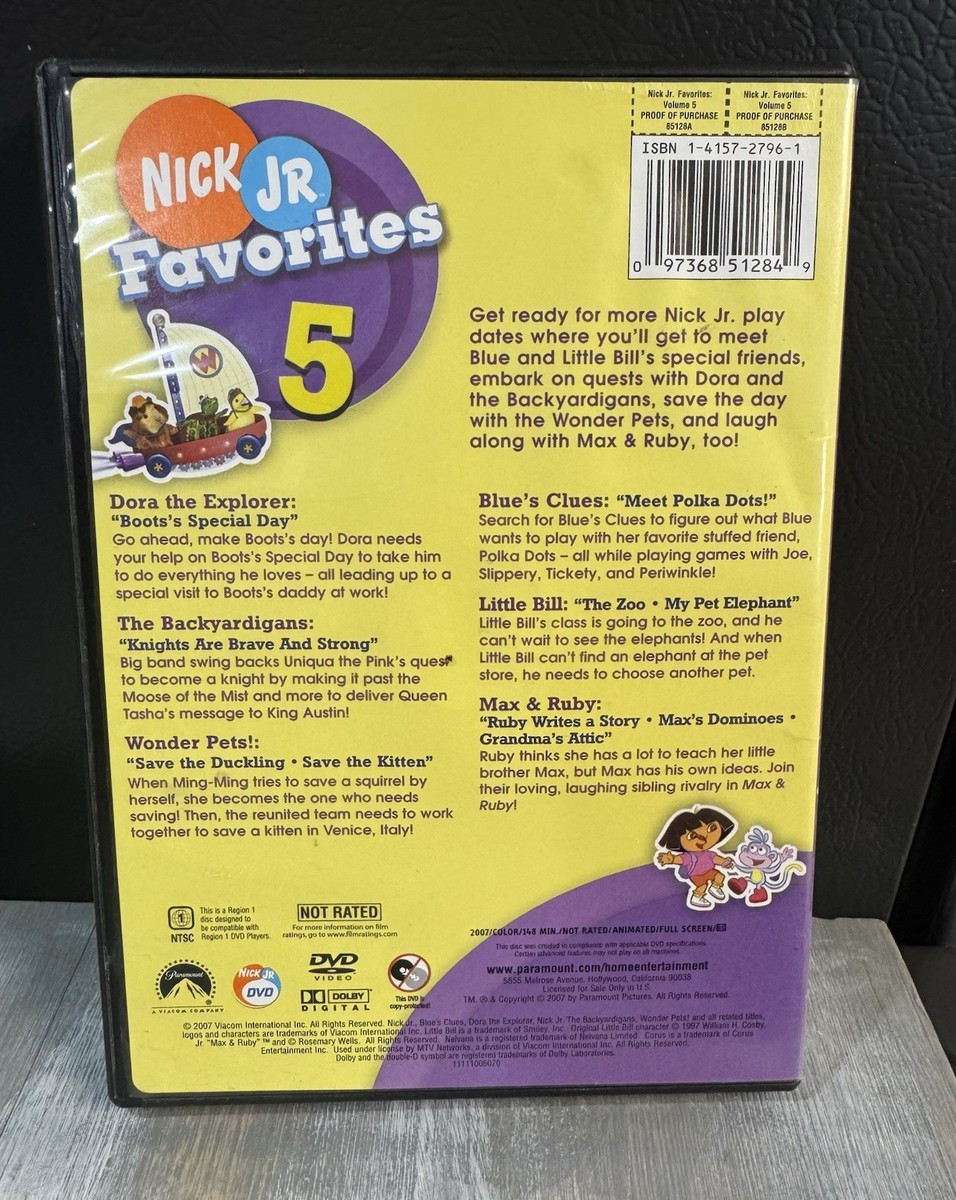Nick Jr Favorites Vol 5 DVD Blues Clues Little Bill Backyardigans