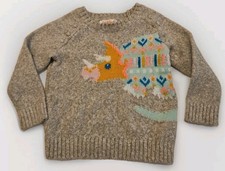 Cat  Jack Triceratops Sweater Girls Size 12M Gray Crew Neck Pullover Dinosaur