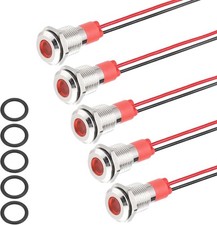 5Pcs 10mm 3/8 Inch 12V 24V AC DC 20mA LED Metal Indicator Light Waterproof IP67