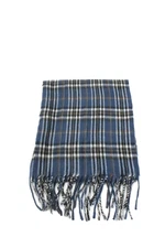 Geoffrey Beene Mens Plaid Fringe Trim Scarf Blue Black