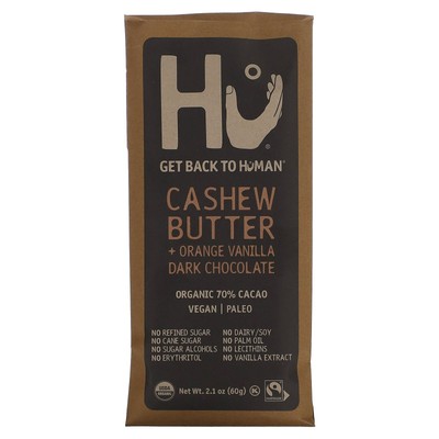 Dark Chocolate Bar, Organic 70% Cacao, Cashew Butter + Orange Vanilla, 2.1 oz