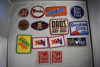 12 VINTAGE SODA PATCHES FROSTIE NEHI B 1 MIL K BOTL