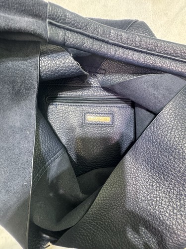 Anthropologie Shiraleah Chicago Navy Blue Arden Tote Bag Leather And Suede - Bild 6 von 7