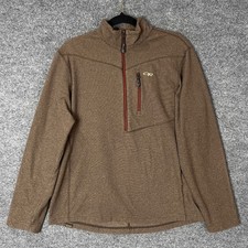 Outdoor Research Quarter Zip Fleece Pullover Men's L G Brown Long Sleeve