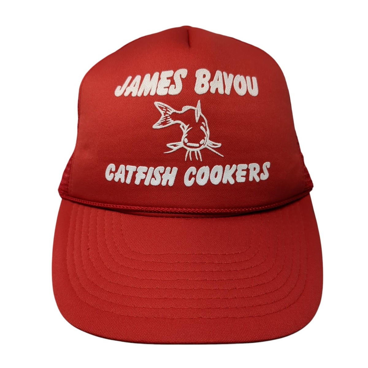 James Bayou Catfish Cookers Snapback Rope Trucker Hat Red One Size