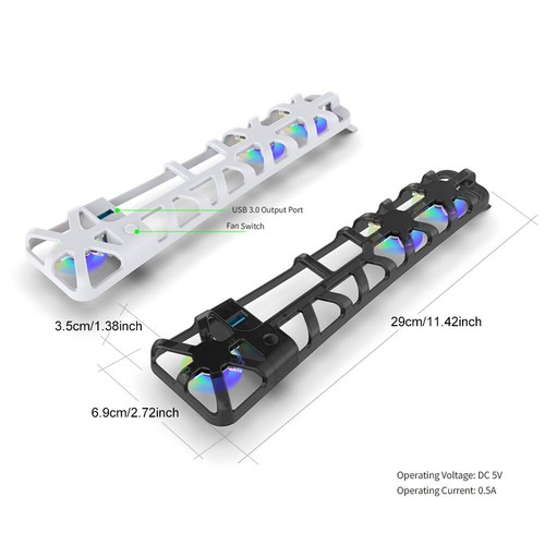Temperature-Controlled Cooling Fan for PS 5 Pro W/ RGB Light USB3.0 System FR - Photo 4/13