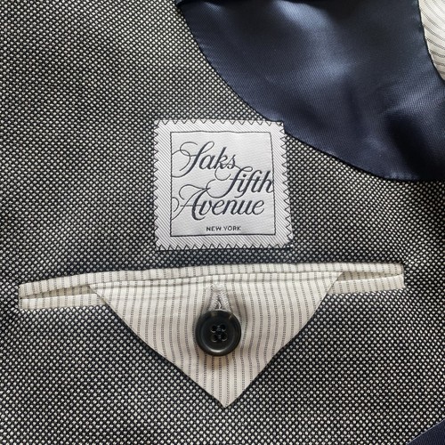 Mens 42R Saks Fifth Avenue Ford SPJ Suit Blazer Grey Mini Dots 100% Wool - Picture 14 of 16