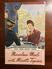 Marvelous Meals with Minute Tapioca Miss Dine About Town 1938 Vtg Booklet