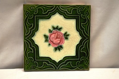 Antique Tiles Art Nouveau Ceramic Majolica DK Japan Architectural Decorative"L6 - Picture 2 of 4