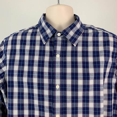 Camisa Banana Republic talla L lavado suave botón delantero manga larga a cuadros azul - Imagen 2 de 7