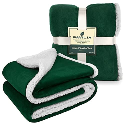 Sherpa Fleece Throw Blanket for Couch, 50 x 60 Inches - Throw Emerald Green - Picture 7 of 7