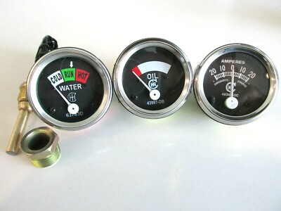 Temperature, Amp, & Oil Gauge Set For Farmall IH Tractors (H, M, W4-9, T6) 1939-1946
