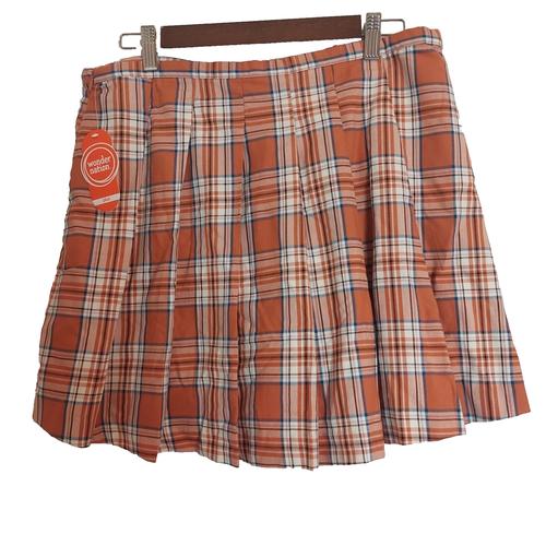 Womens size XL (14-16) plus pleated plaid skirt waist 34" length 17 1/2"