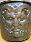 Devils Heads Old Planter Pot Brass Bronze High Relief Decorative Arts Four Faces