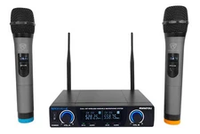 Rockville RWM72U Dual UHF Wireless Handheld Microphone System Digital Display