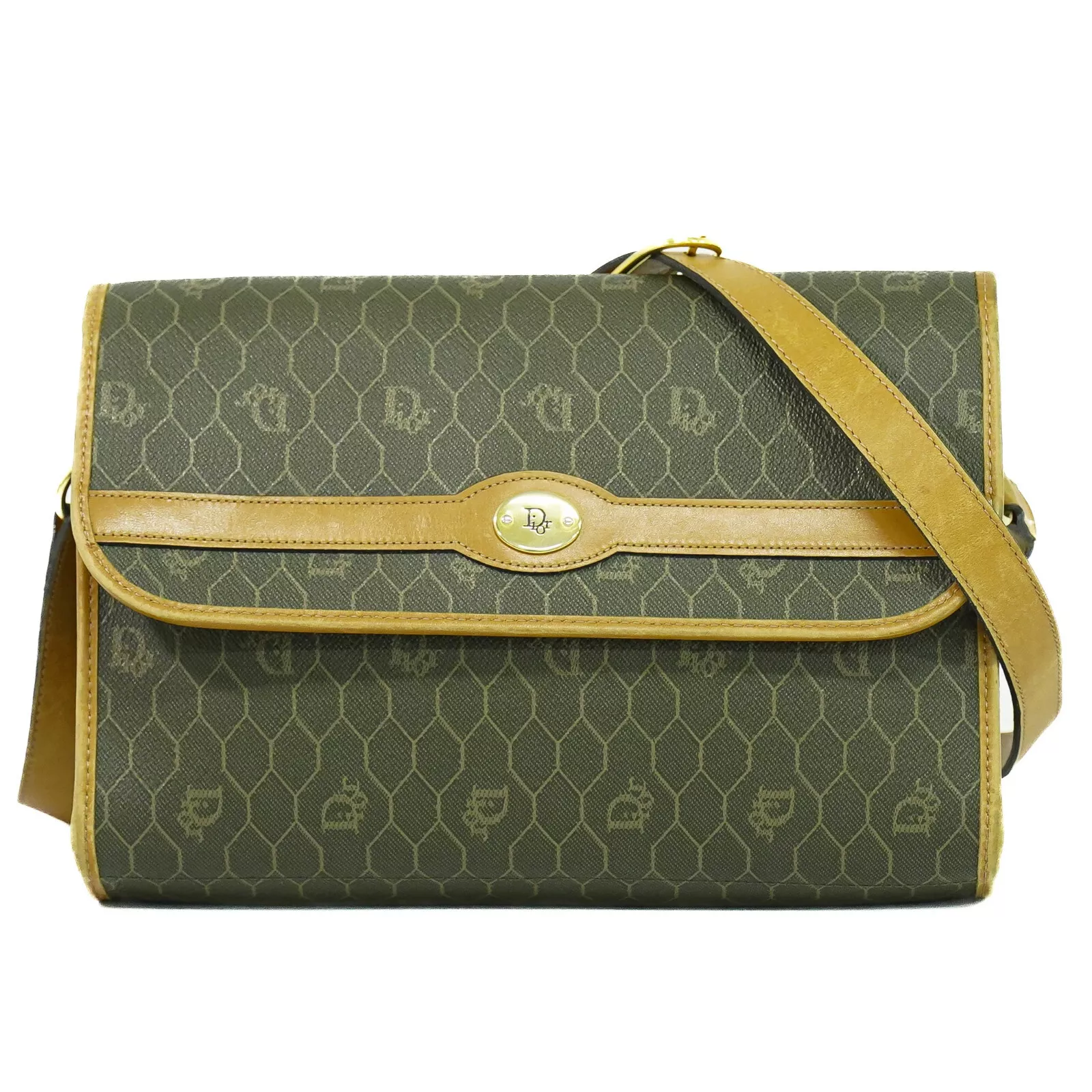 Sac bandoulière Christian Dior nid d'abeille PVC kaki