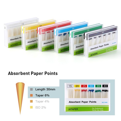 Dental Endo Absorbent Paper Points Color Coded Taper 02/.04/.06 #15-40 - Picture 35 of 56
