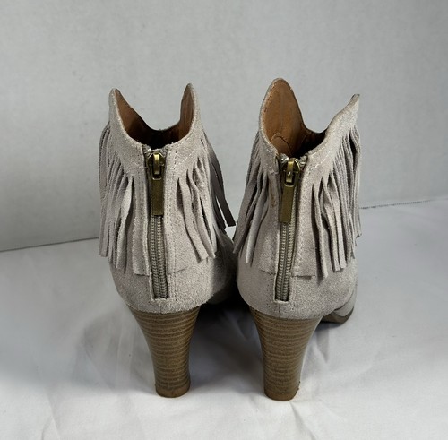 Western Ankle Boots Fringe Chunk Heel Suede Zip Women’s Sz 8 - Picture 4 of 5