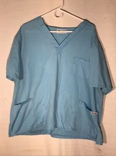 Best Medical Wear Blue Scrub Top Short Sleeve 3 X With Pockets