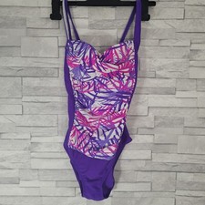 Ladies M S Swimsuit One Piece Purple Pink Padded Adjustable Straps Size 10 UK