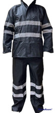 Waterproof Black Safety Rain-suit, Rain Jacket With Hoodie and Rain Pants