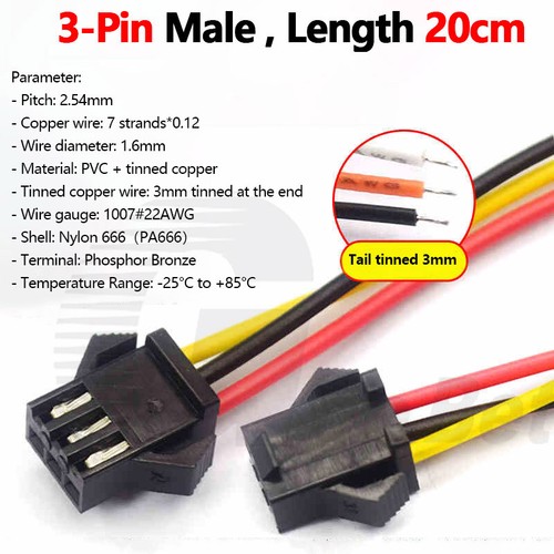 JST SM 2.54mm 2/3/4 Pin Male Female Plug Socket Connector Cable LED Models Auto - Picture 29 of 43