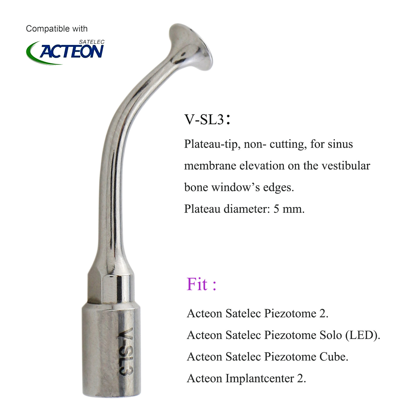 Acteon Satelec Ultrasonic Surgery Tips Fit Dental Piezotome 2 Solo ImplantCente2