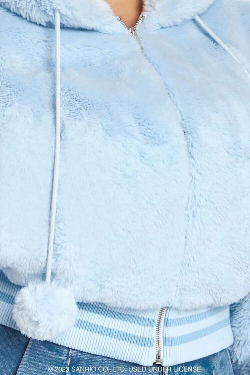 Sanrio HeLLO KiTTY x FoReVeR 21 Blue Angel Faux Fur Hoodie Jacket