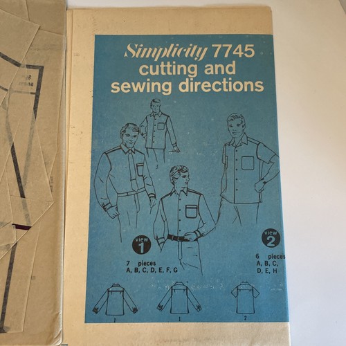 Simplicity 7745 Men's Tapered Sport Shirt w Long or Short Sleeves Sz 17 Chest 46 - Picture 8 of 8